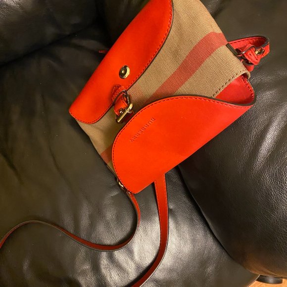 BURBERRY SMALL CANVAS CHECK AND LEATHER CROSSBODY BAG - Picture 6 of 7